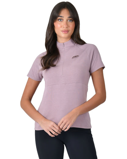 Burnished Lilac coloured WeatherBeeta Womens Bamboo Short Sleeve Performance Base Layer on white background 