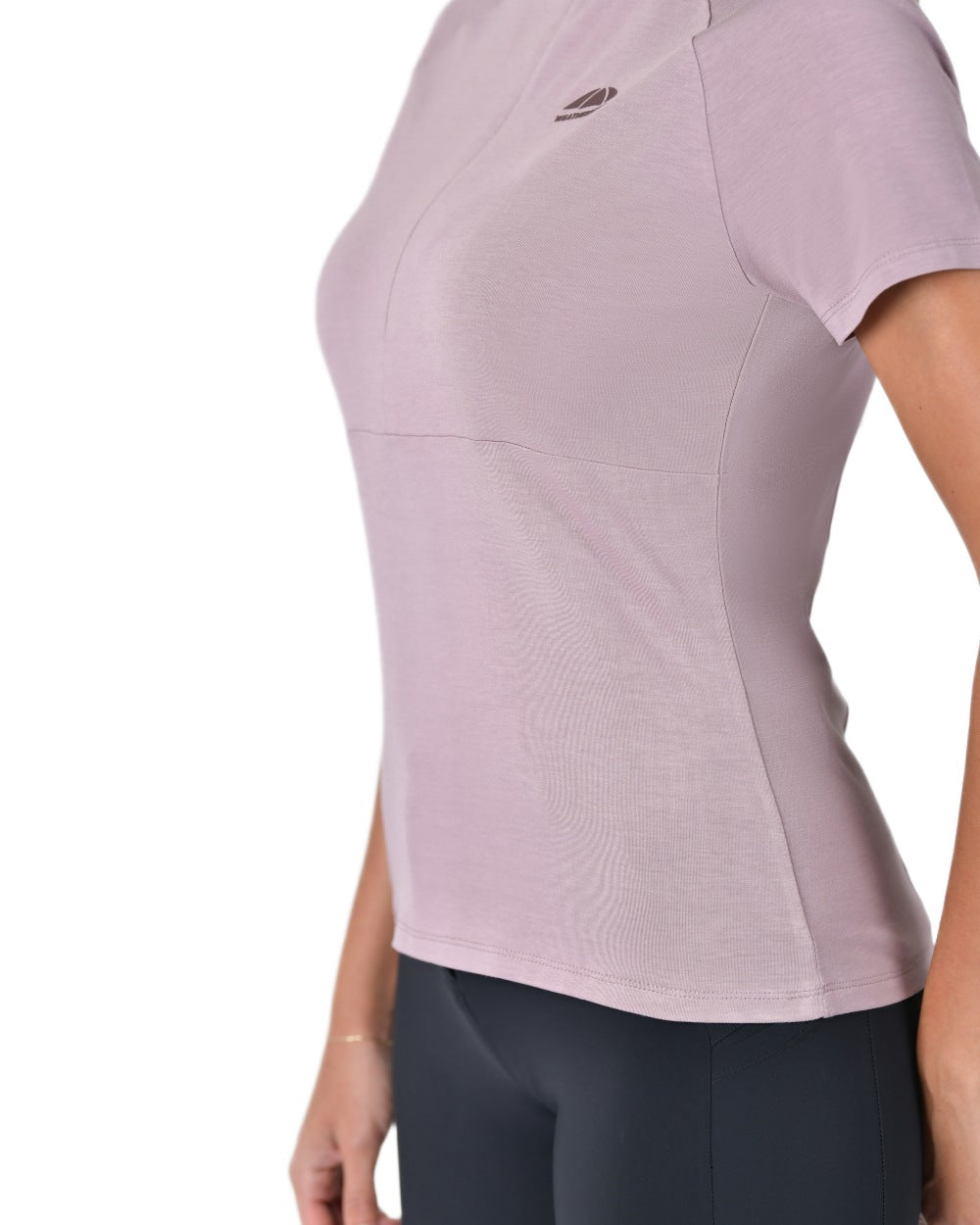 Burnished Lilac coloured WeatherBeeta Womens Bamboo Short Sleeve Performance Base Layer on white background 