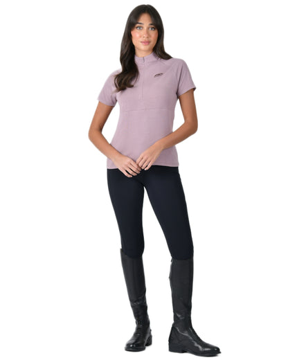 Burnished Lilac coloured WeatherBeeta Womens Bamboo Short Sleeve Performance Base Layer on white background 