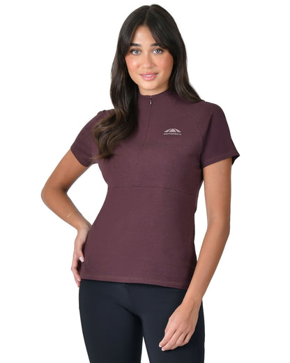 Mulberry coloured WeatherBeeta Womens Bamboo Short Sleeve Performance Base Layer on white background 