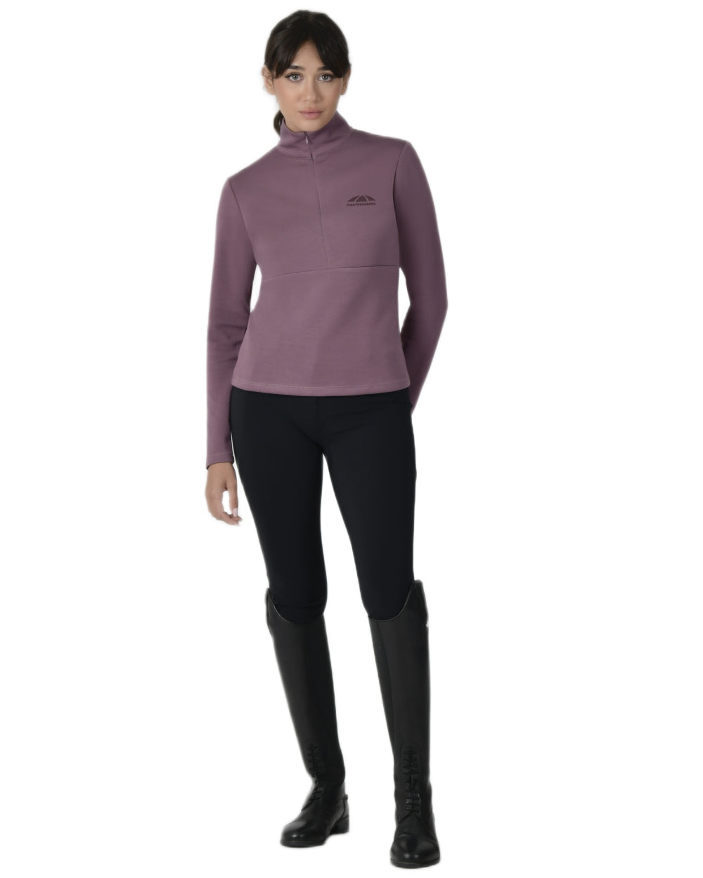 Mauve Wine Coloured WeatherBeeta Womens Copper Half Zip Long Sleeve Mid-Layer on white background 