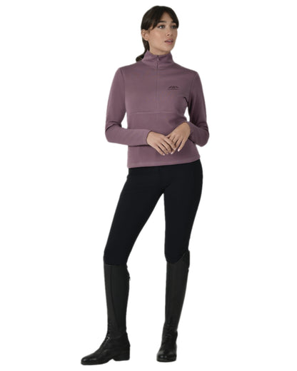Mauve Wine Coloured WeatherBeeta Womens Copper Half Zip Long Sleeve Mid-Layer on white background 
