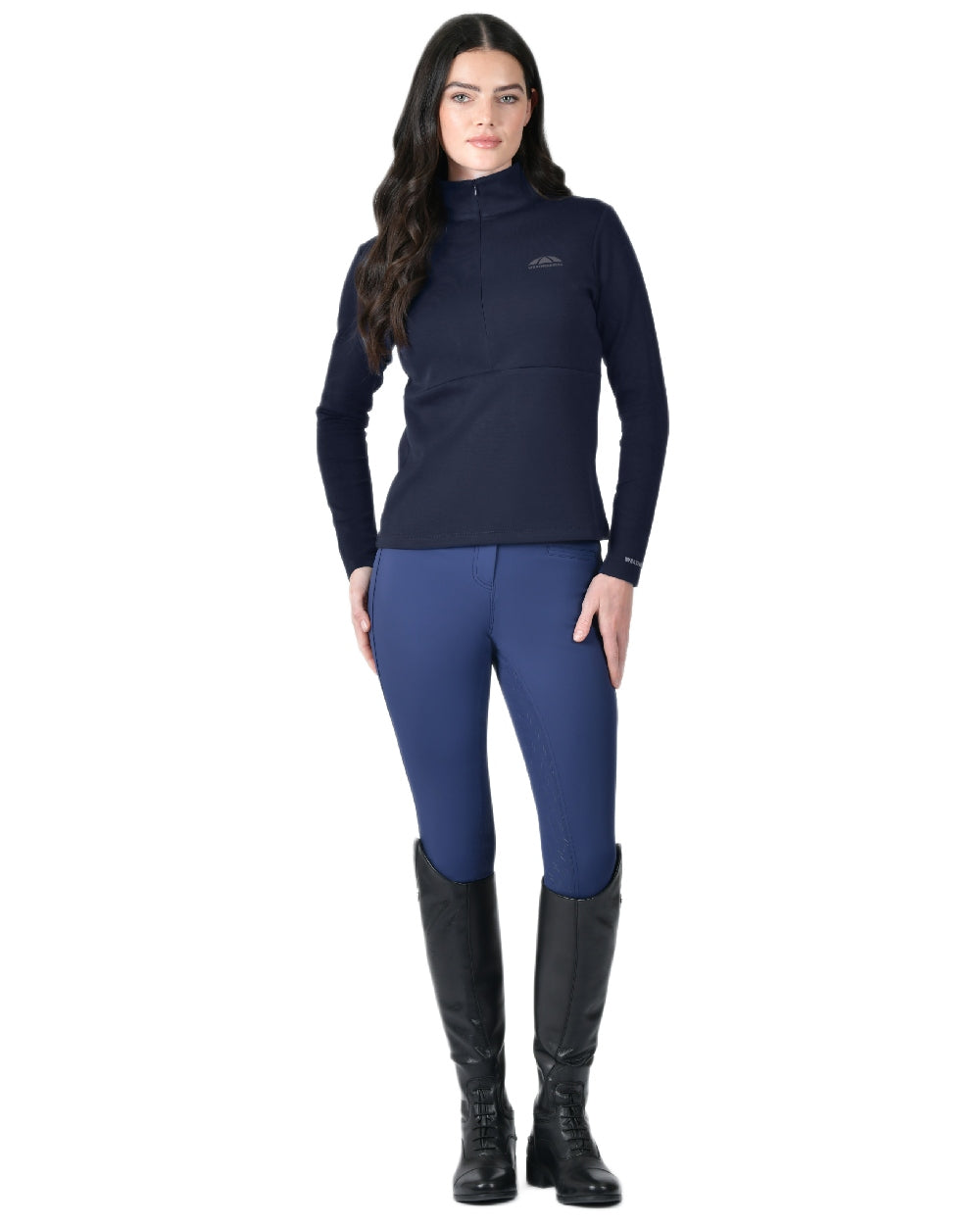Navy Coloured WeatherBeeta Womens Copper Half Zip Long Sleeve Mid-Layer on white background 