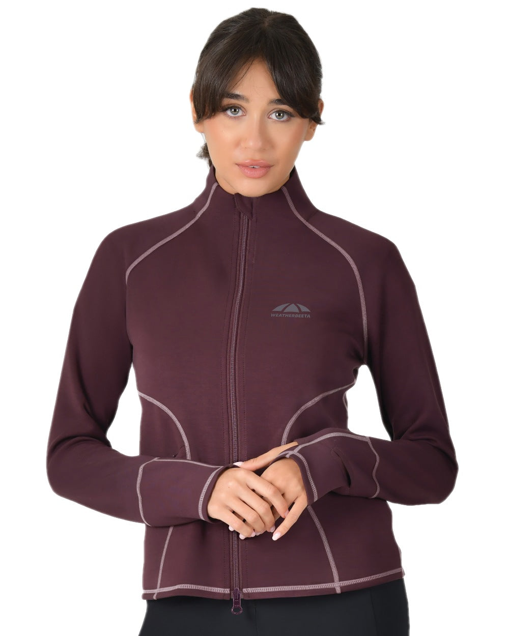 Mulberry Coloured WeatherBeeta Womens Copper Performance Jacket on white background 