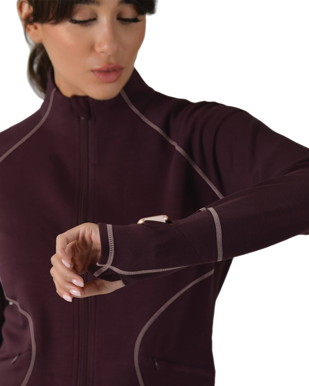Mulberry Coloured WeatherBeeta Womens Copper Performance Jacket on white background 