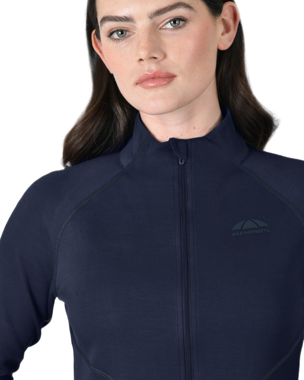 Navy Coloured WeatherBeeta Womens Copper Performance Jacket on white background 