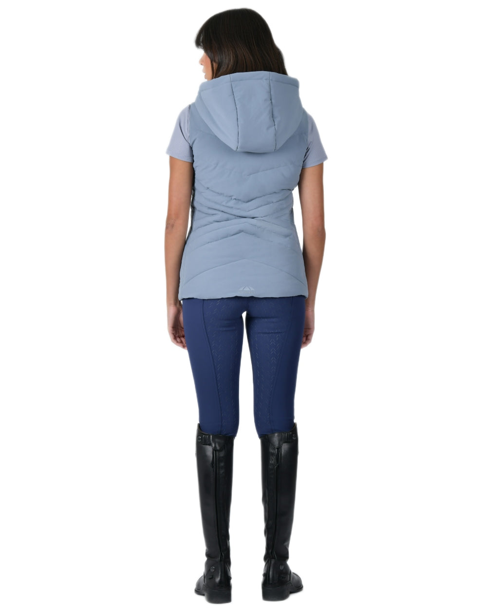 Bluestone Coloured WeatherBeeta Womens Insulated Vest on white background 