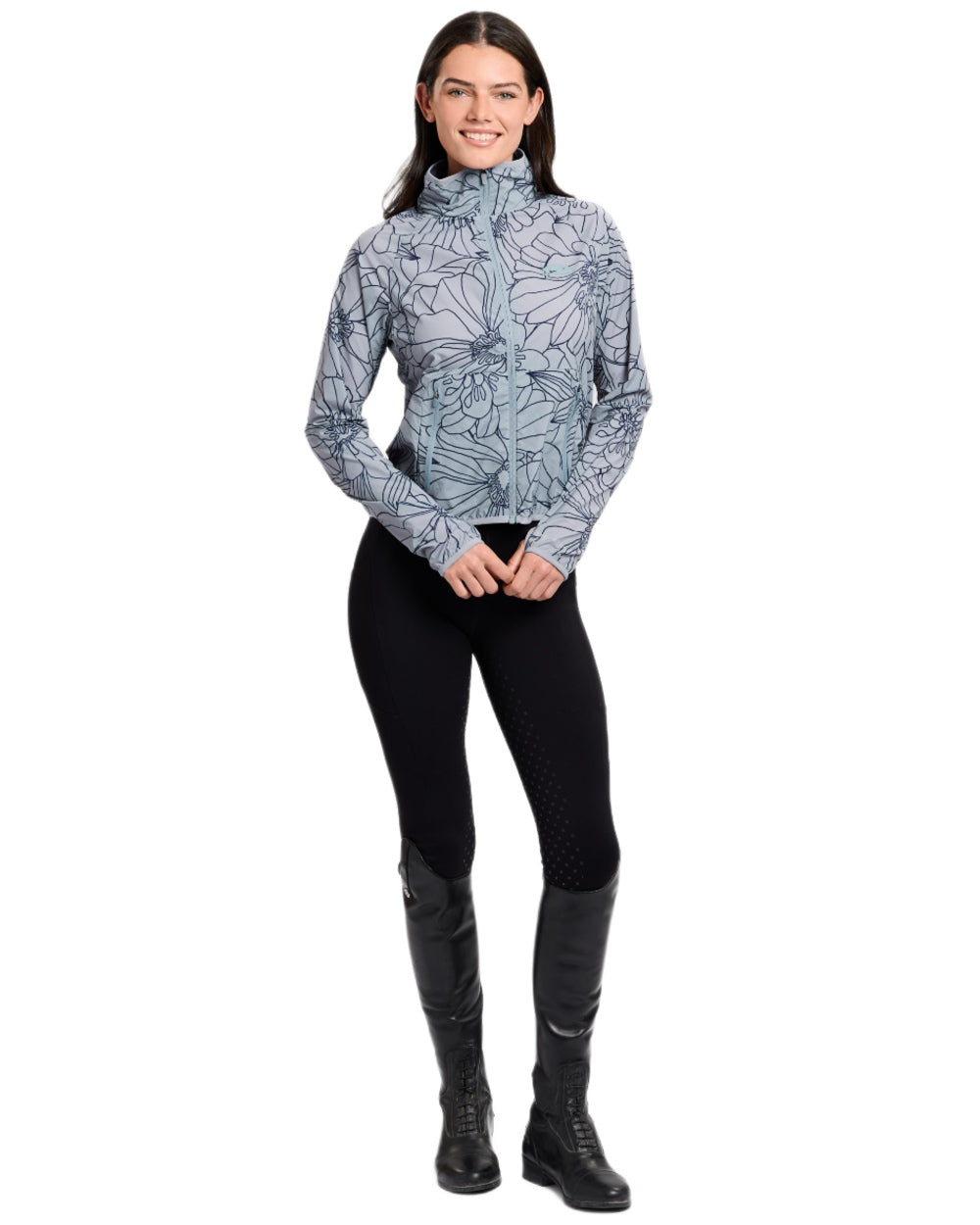 Bluestone coloured WeatherBeeta Womens Lightweight UV Jacket on white background 
