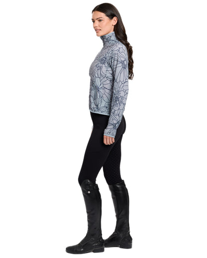 Bluestone coloured WeatherBeeta Womens Lightweight UV Jacket on white background 
