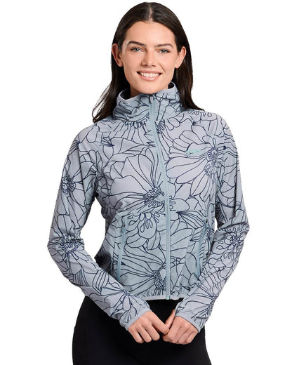 Bluestone coloured WeatherBeeta Womens Lightweight UV Jacket on white background 