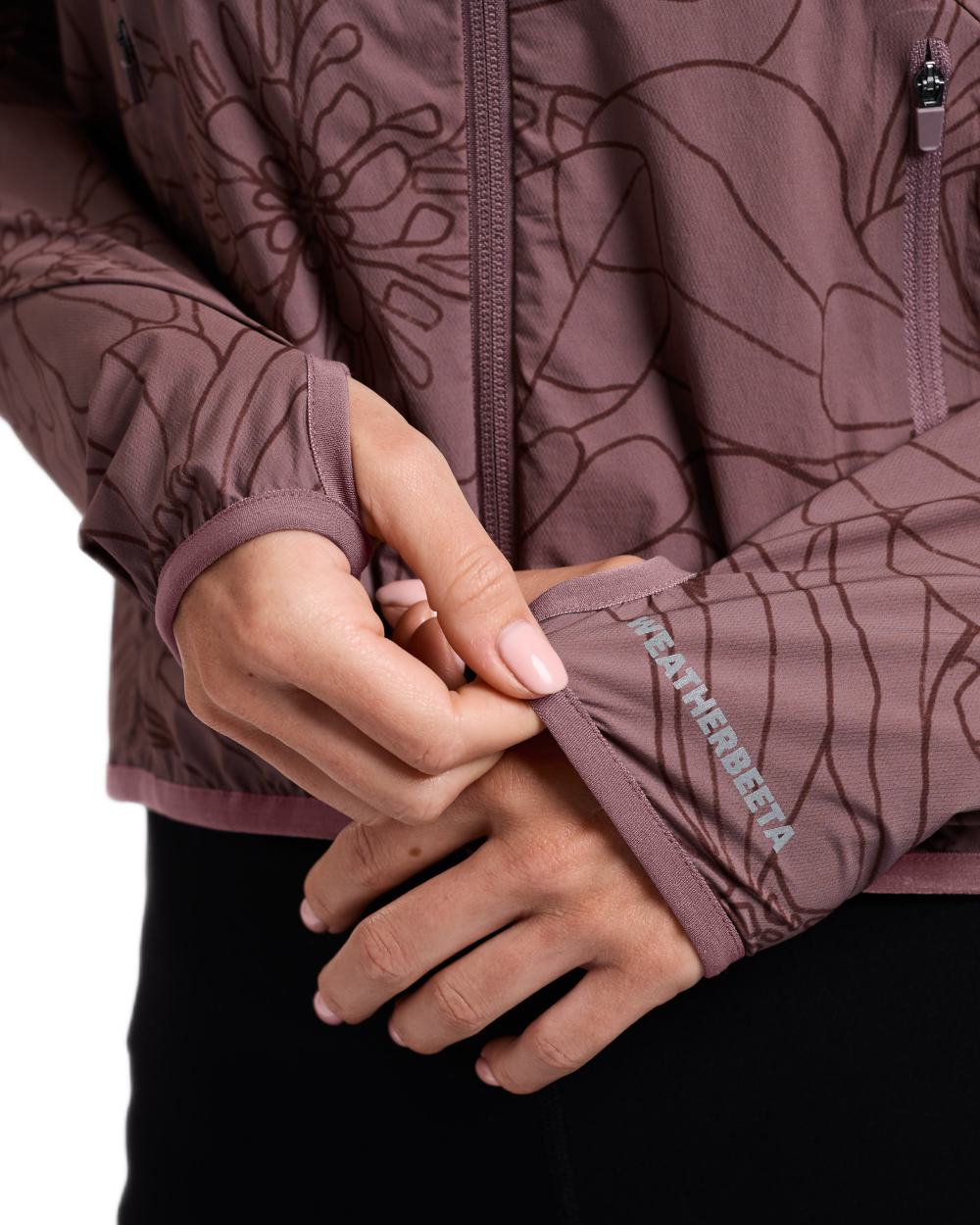 Mauve Wine coloured WeatherBeeta Womens Lightweight UV Jacket on white background 