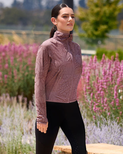 Mauve Wine coloured WeatherBeeta Womens Lightweight UV Jacket on outdoor background 