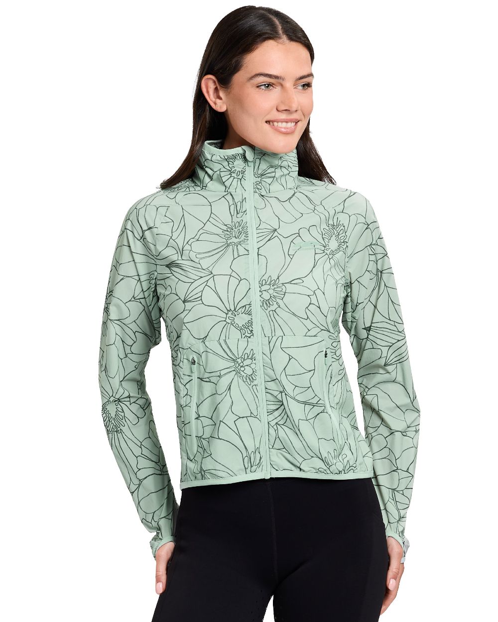 Soft Sage coloured WeatherBeeta Womens Lightweight UV Jacket on white background 