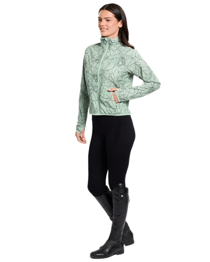Soft Sage coloured WeatherBeeta Womens Lightweight UV Jacket on white background 