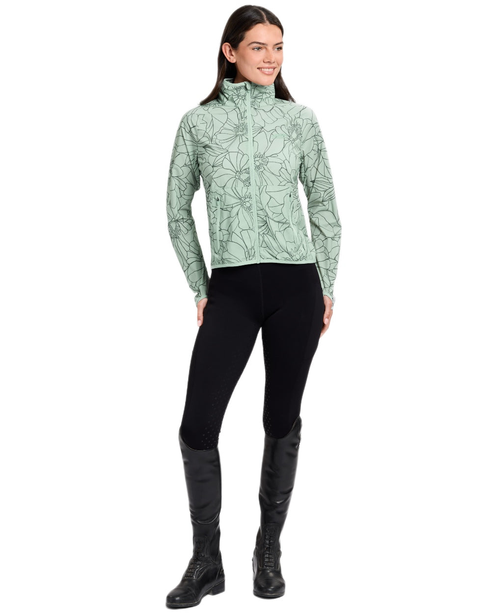Soft Sage coloured WeatherBeeta Womens Lightweight UV Jacket on white background 
