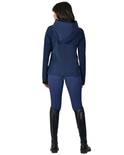 Navy coloured WeatherBeeta Womens Protect Waterproof Riding Jacket on white background 