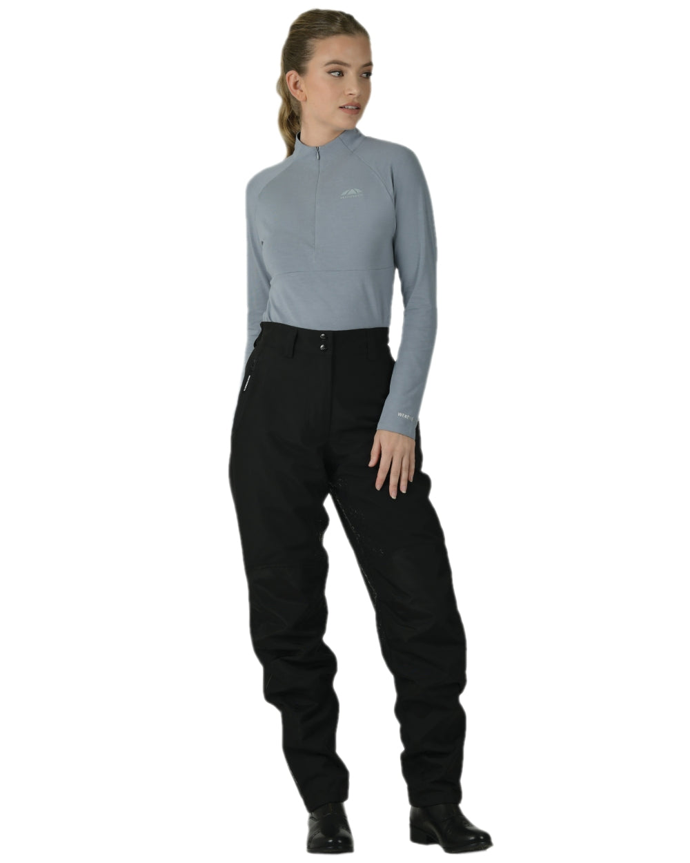 Black White Coloured WeatherBeeta Womens Rayne Waterproof Overtrousers II on white background 