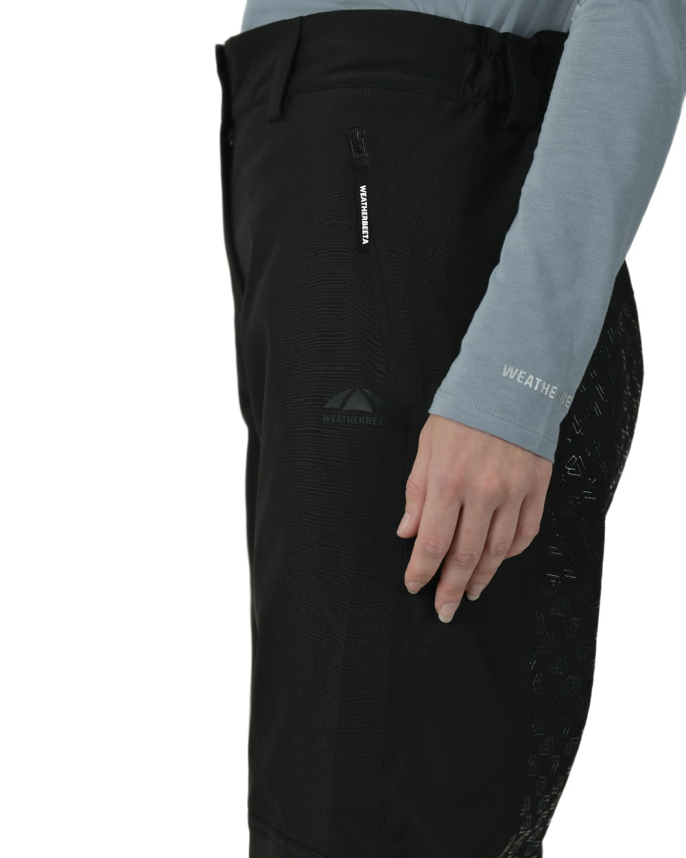 Black White Coloured WeatherBeeta Womens Rayne Waterproof Overtrousers II on white background 