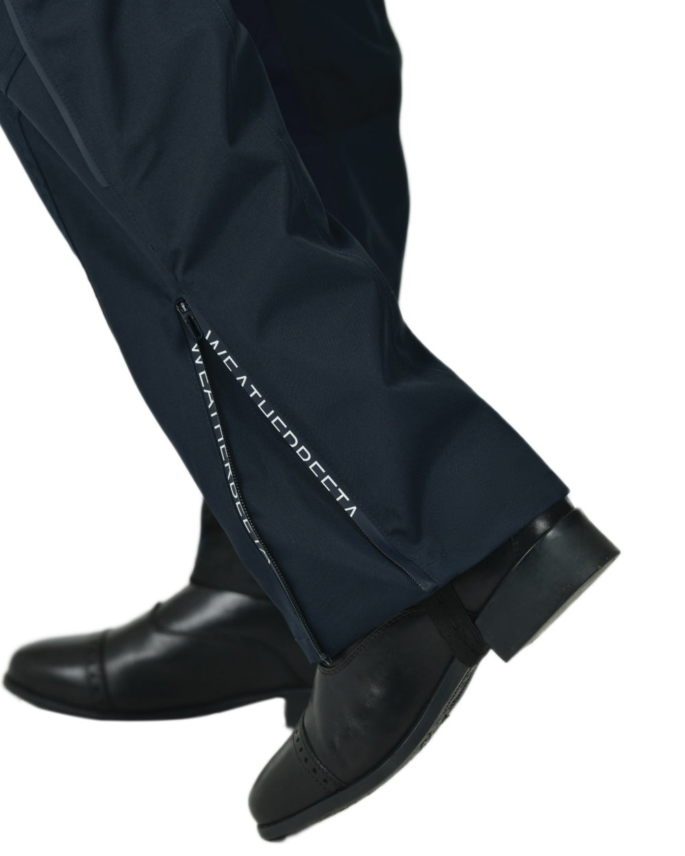 Navy White Coloured WeatherBeeta Womens Rayne Waterproof Overtrousers II on white background 