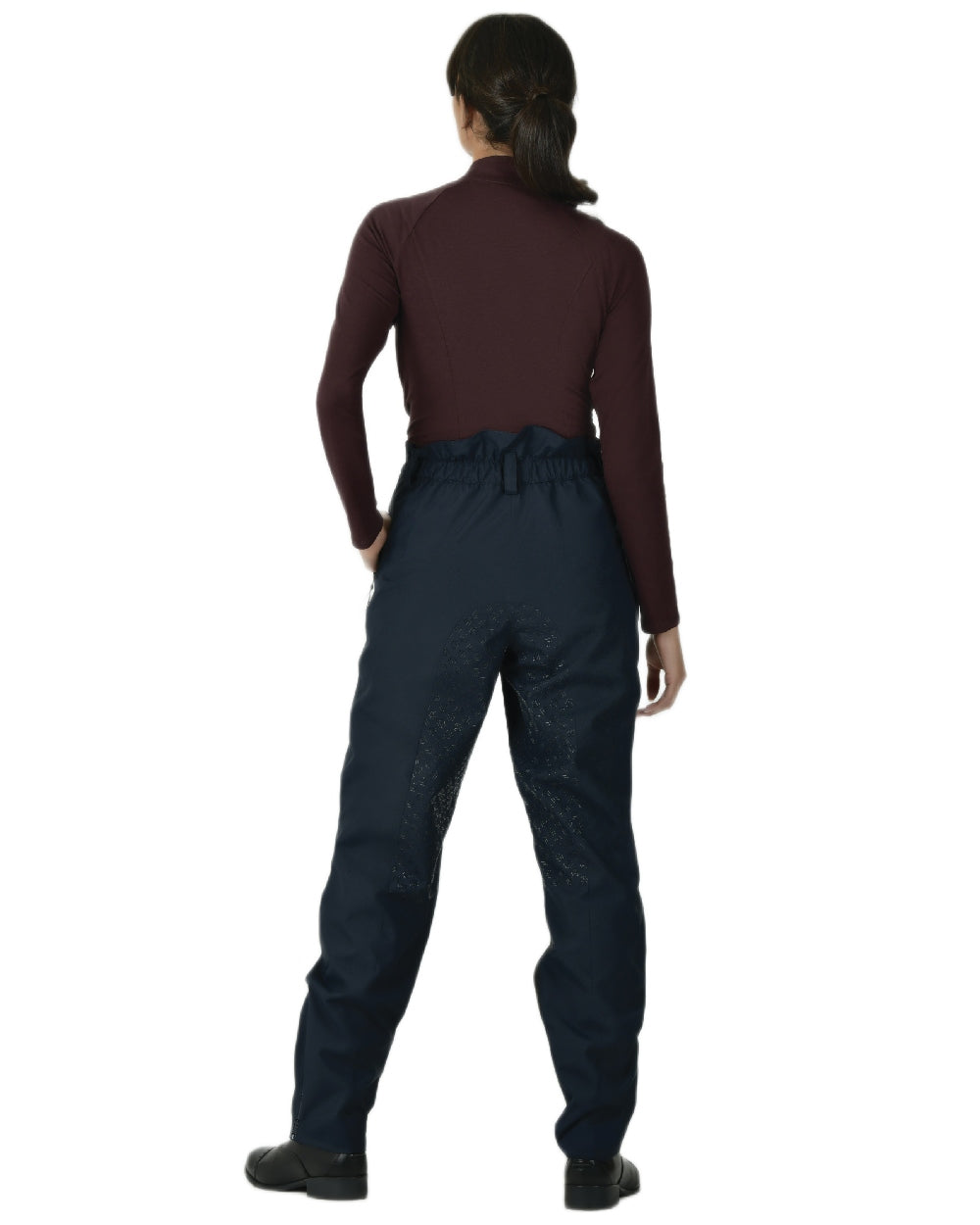 Navy White Coloured WeatherBeeta Womens Rayne Waterproof Overtrousers II on white background 