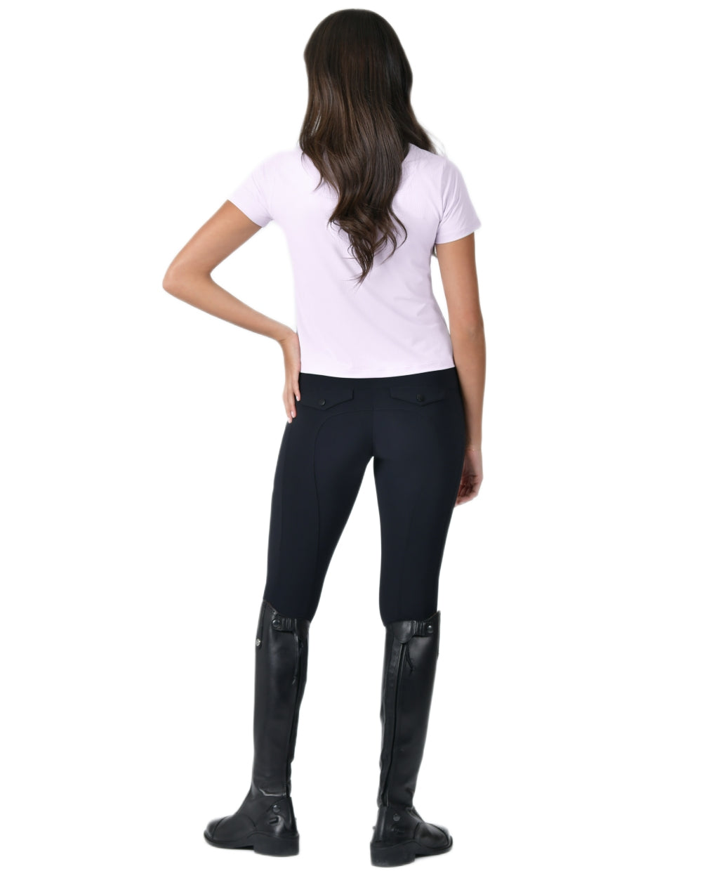 Lavender Mist coloured WeatherBeeta Womens Relaxed Cropped Copper UV Short Sleeve Tee on white background 
