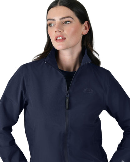 Navy coloured WeatherBeeta Womens Waterproof Team Jacket on white background 