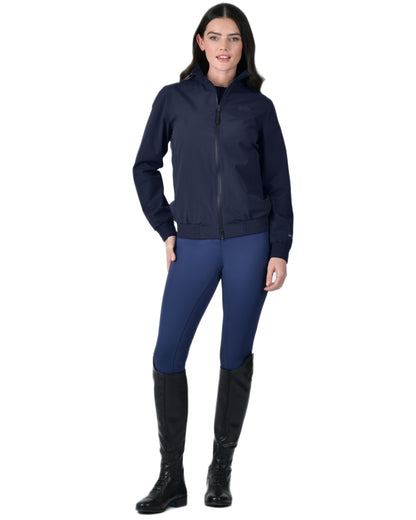 Navy coloured WeatherBeeta Womens Waterproof Team Jacket on white background 