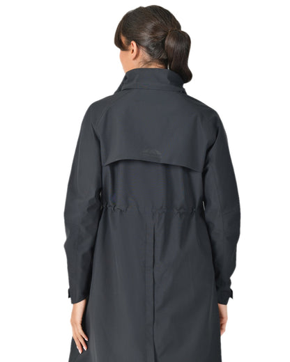 Black Coloured WeatherBeeta Womens Windbreaker Longline Riding Jacket on white background 