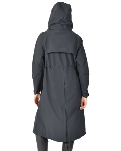 Black Coloured WeatherBeeta Womens Windbreaker Longline Riding Jacket on white background 