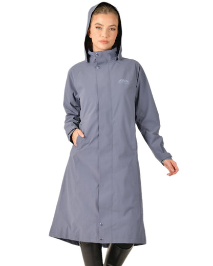 Slate Blue Coloured WeatherBeeta Womens Windbreaker Longline Riding Jacket on white background 