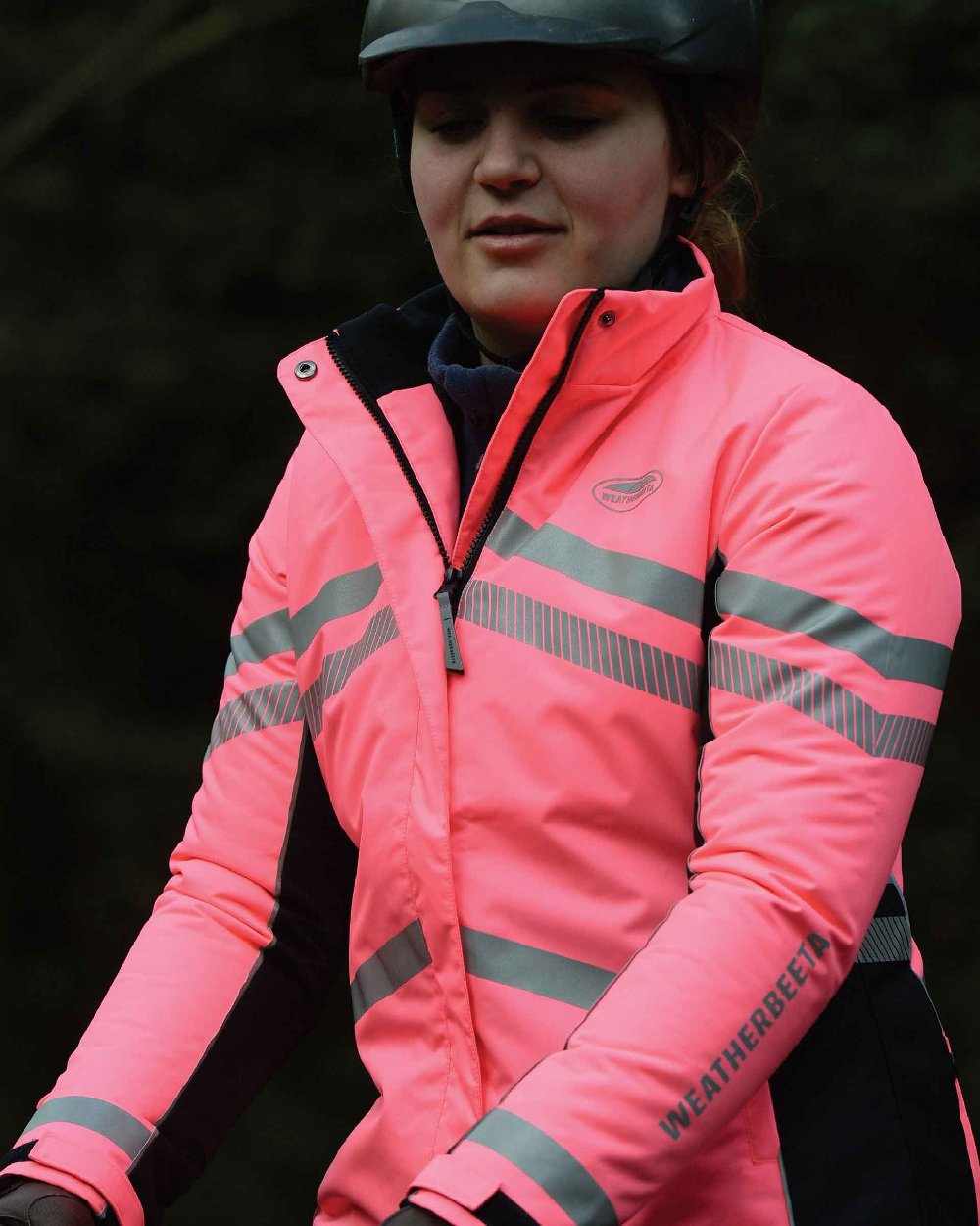 WeatherBeeta Reflective Heavy Padded Waterproof Jacket in Hi Vis Pink 