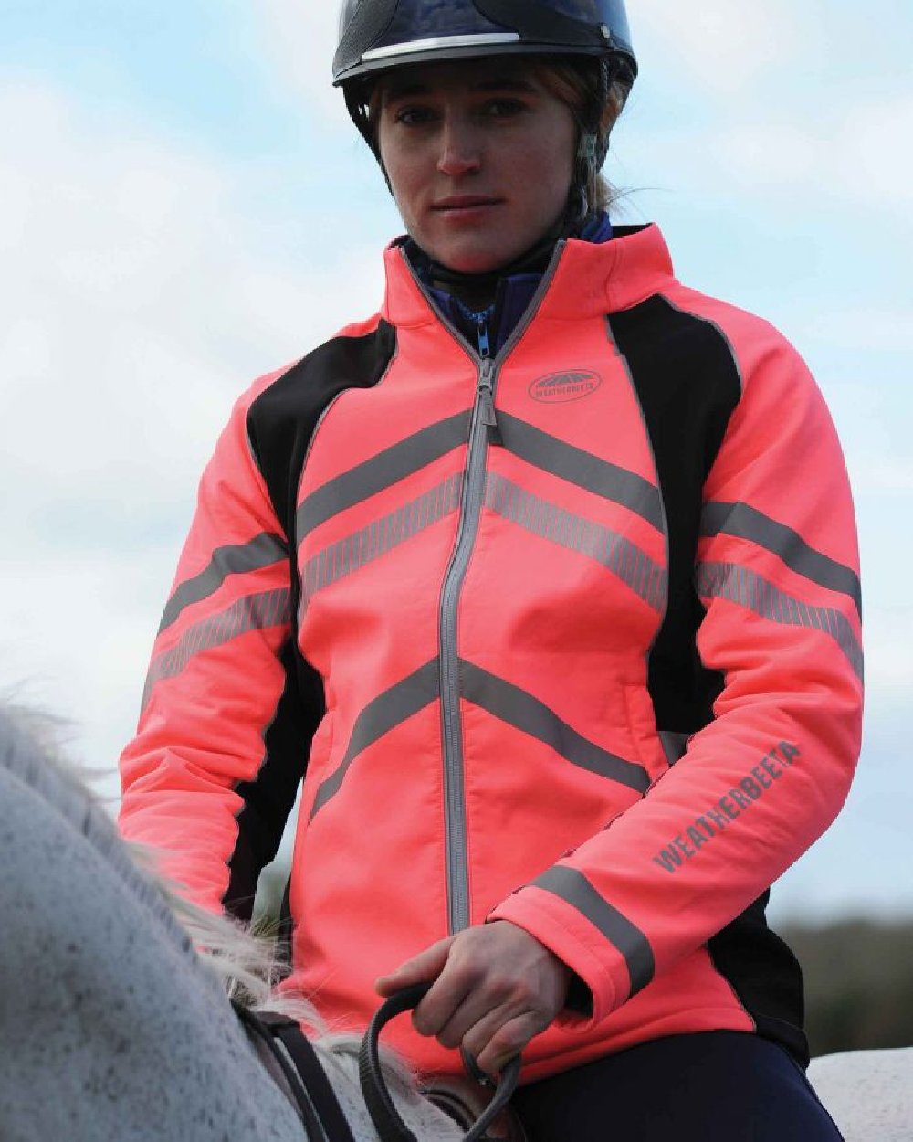 WeatherBeeta Reflective Softshell Fleece Lined Jacket in Hi Vis Pink 