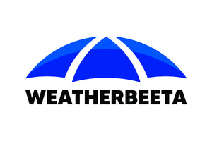 Blue coloured WeatherBeeta group logo on white background