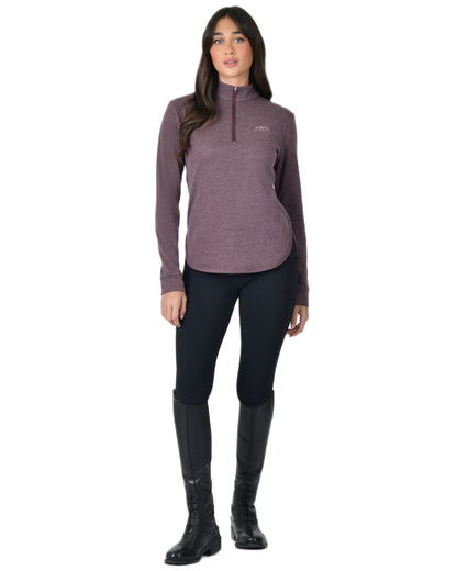 Mulberry Marle coloured Weatherbeeta Womens London Layer Long Sleeve Top on white background 