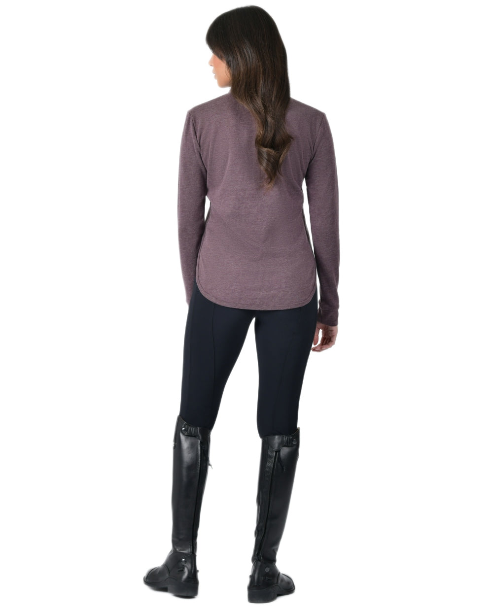 Mulberry Marle coloured Weatherbeeta Womens London Layer Long Sleeve Top on white background 