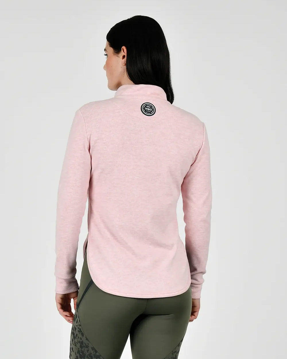 Blush Coloured WeatherBeeta London Layer Long Sleeve Top On A grey Background 