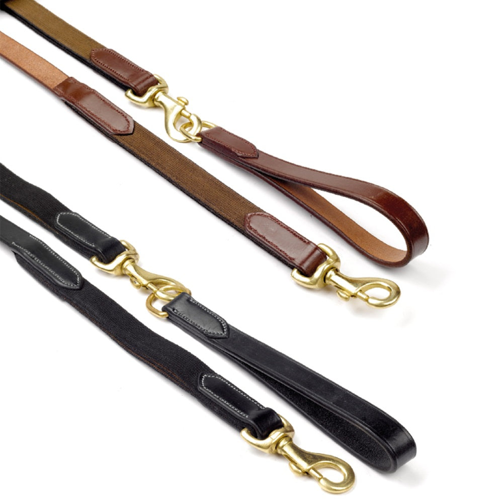 John Whitaker Draw Reins with Elastic Insert in Brown, Black
