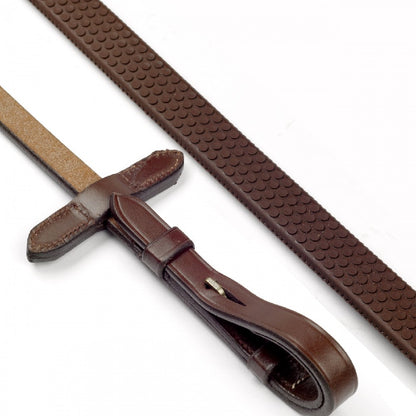 John Whitaker Lynton 5/8&quot; Rubber Reins With Dimpled Grip in Brown