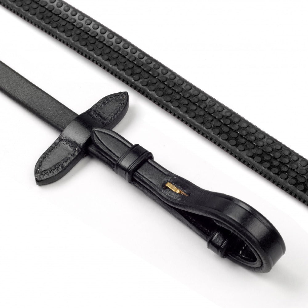 John Whitaker Lynton 5/8" Rubber Reins With Dimpled Grip in Black