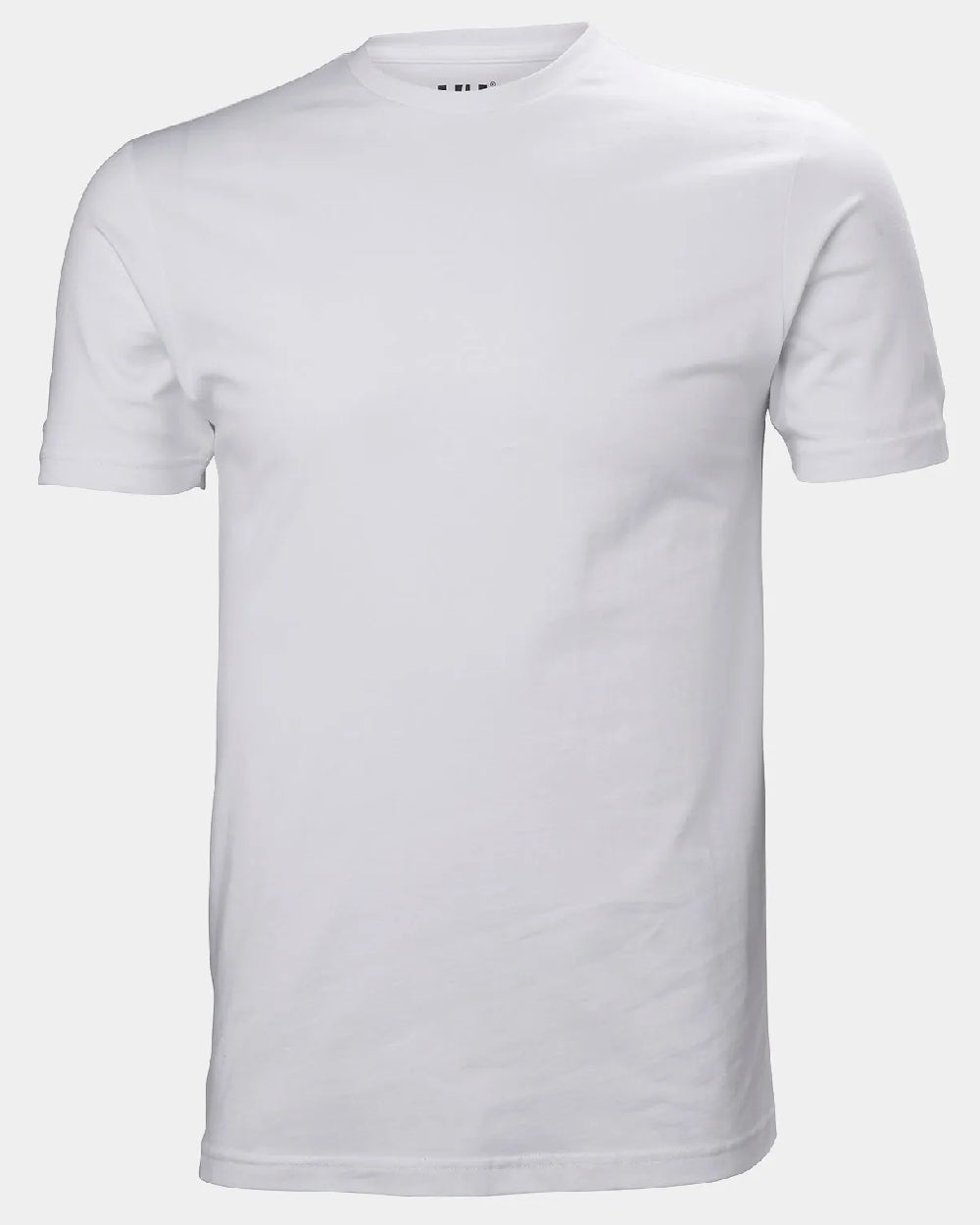 White coloured Helly Hansen Mens Crew T-Shirt on grey background 