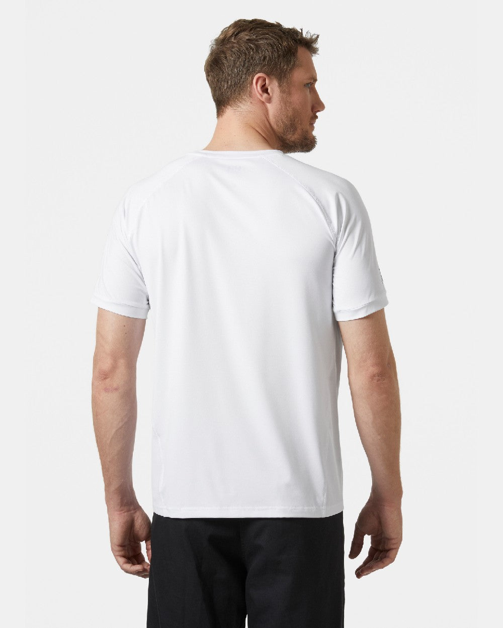 White coloured Helly Hansen Mens HP Ocean T-Shirt 2.0 on grey background 