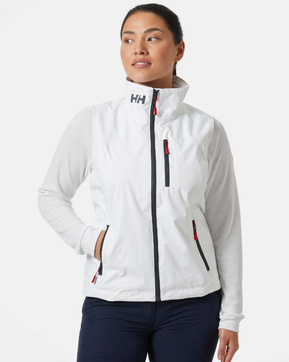 White coloured Helly Hansen Womens Crew Sailing Vest 2.0 on grey background 