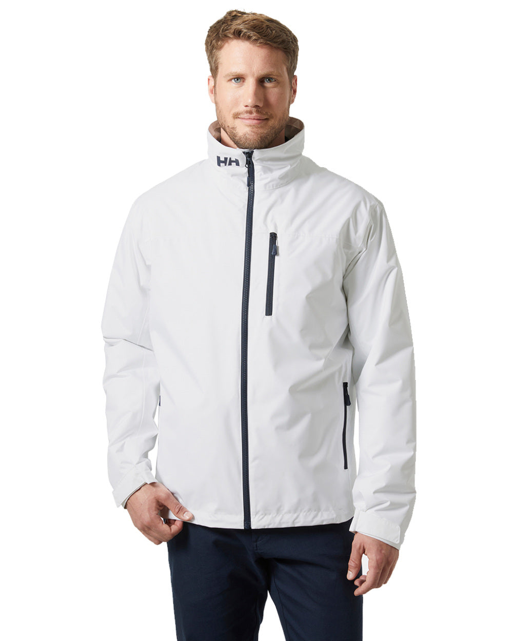 White Coloured Helly Hansen Mens Crew Midlayer Jacket 2 On A White Background 