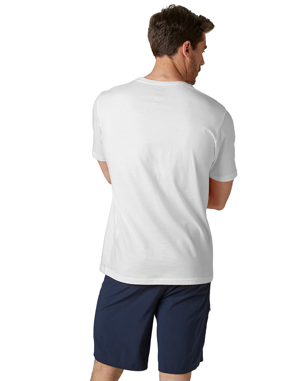 White Coloured Helly Hansen Mens Logo T-Shirt On A White Background 