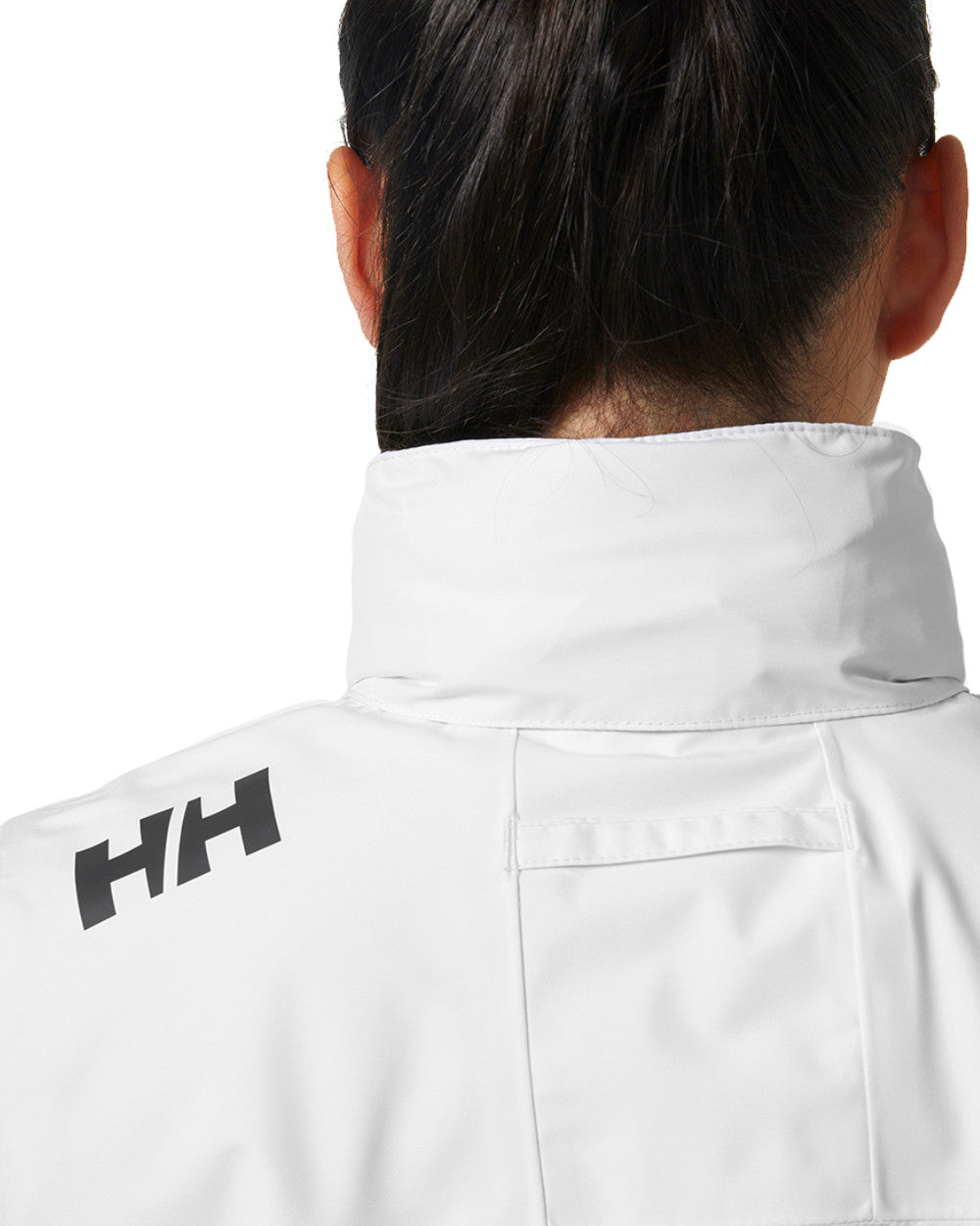 White Coloured Helly Hansen Womens Crew Hooded Midlayer Sailing Jacket 2.0 On A White Background 