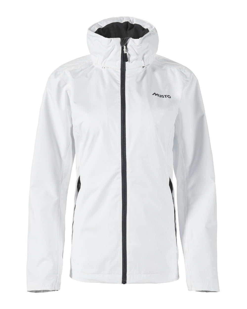 White Coloured Musto Womens Nautic Rain Jacket On A White Background 