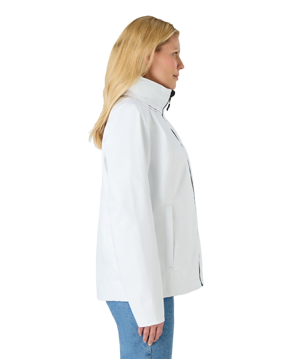 White Coloured Musto Womens Nautic Rain Jacket On A White Background 