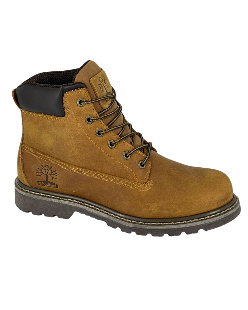 Woodland 6 Eye Padded Utility Work Boots In Light Brown 