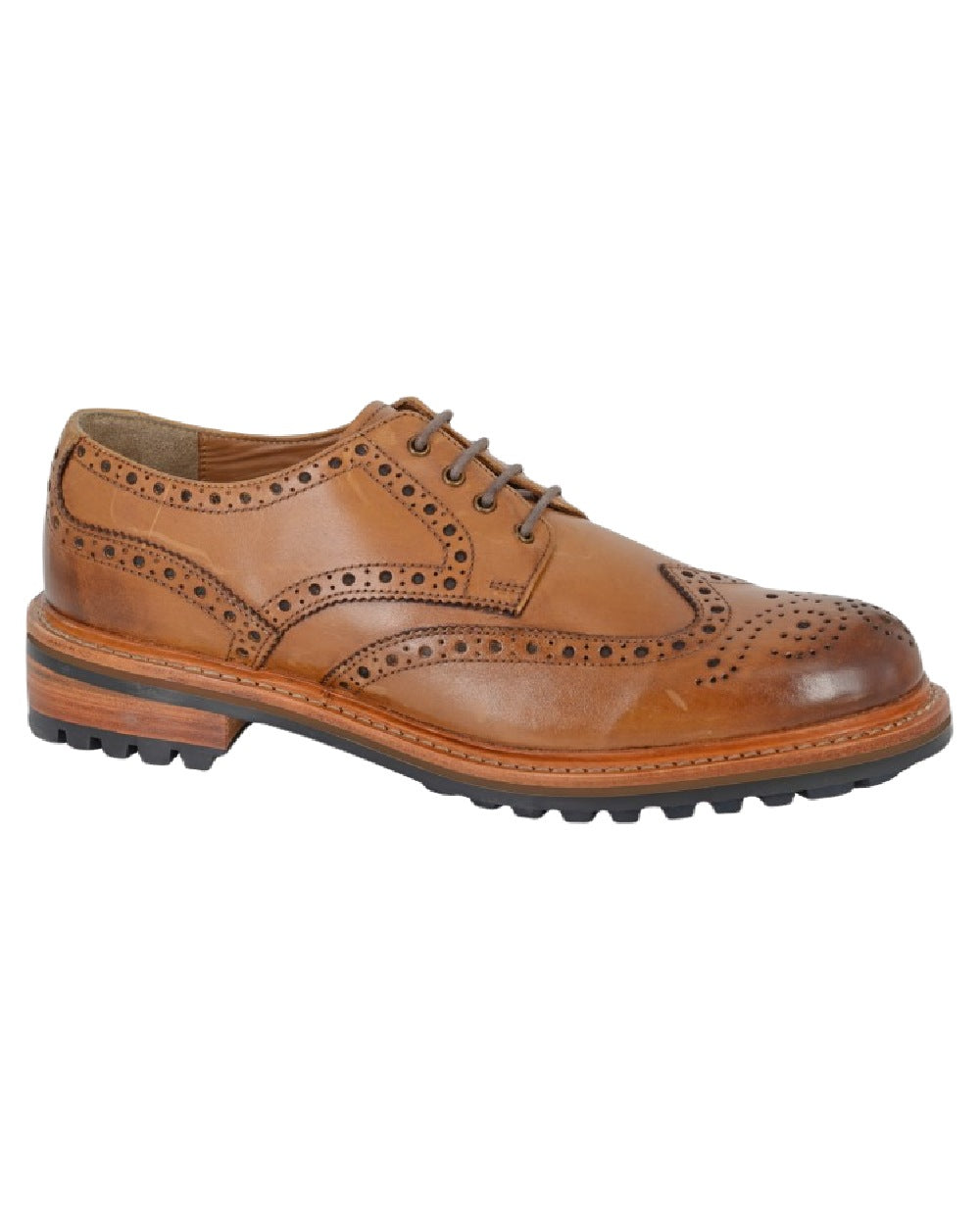 Woodland Leather Brogue Gibson Shoes In Tan 