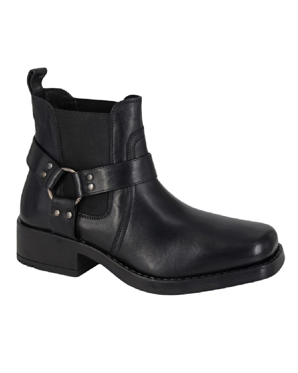 Woodland Low Harley Gusset Harness Boots In Black 